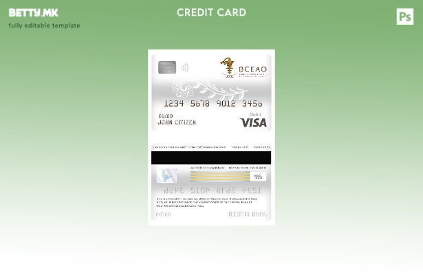 модерен стил Буркина Фасо Шаблон за банкарска виза за дебитна картичка Централна